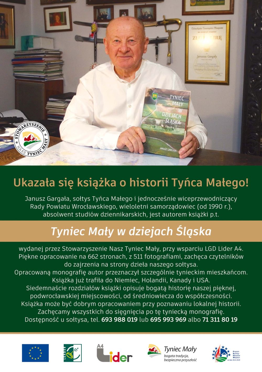 Ulotka reklamowa książki Tyniec Mały w dziejach Śląska