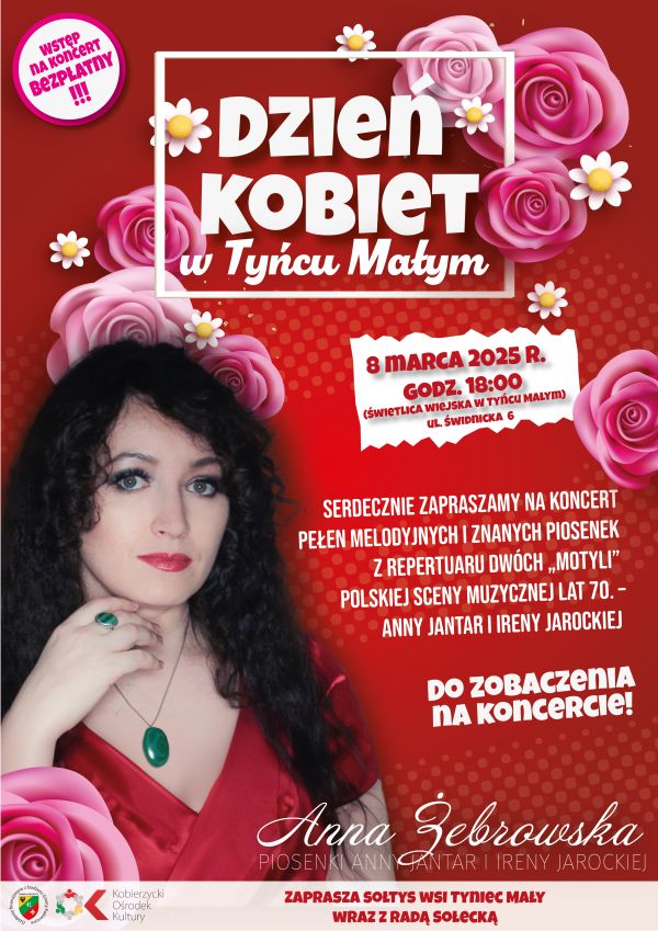 Plakat koncertu z okazji Dnia Kobiet, Tyniec Mały, 08 marca 2025r